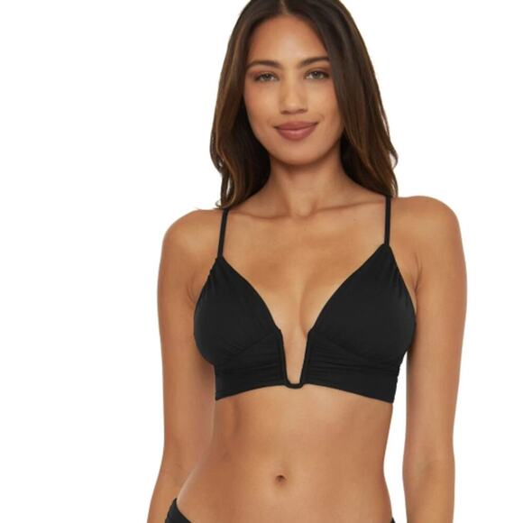 Becca Swim Phoebe Wire Front Bikini Top Black Size Medium NEW with Tags! - Picture 2 of 8